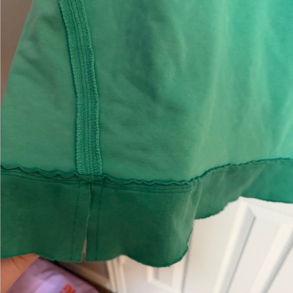 Free People Dupe Green Raw Hem Sweatshirt Oversized Notch Neck Boho Pullover - Picture 4 of 6